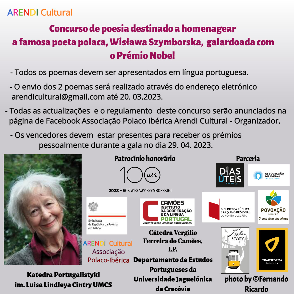 O concurso  da poesia de Vislava Szymborska em Portugal e nos países de lingua portuguesa